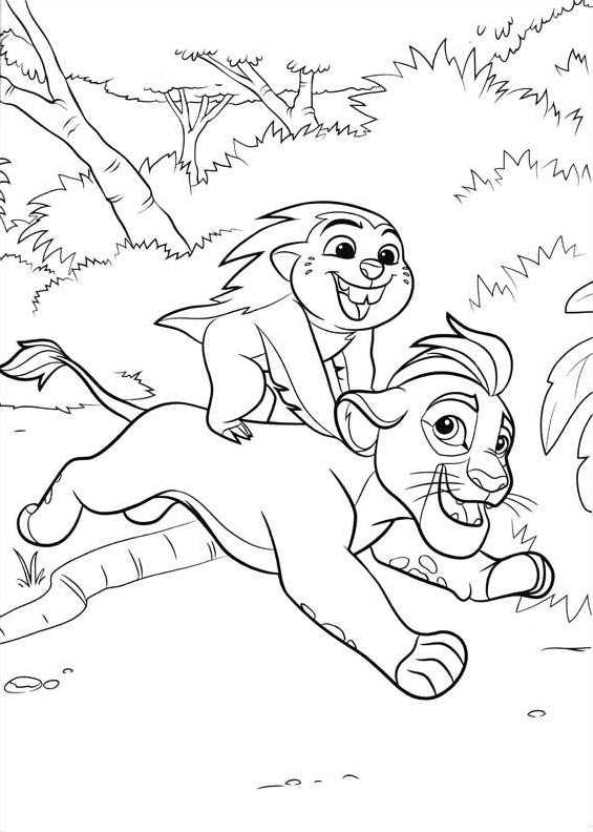 Kids n fun Kleurplaat Leeuwenwacht Lion Guard Kion Bunga